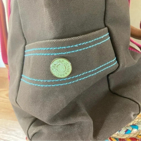 GAP canvas  brown leather duffle travel bag - Picture 7 of 9